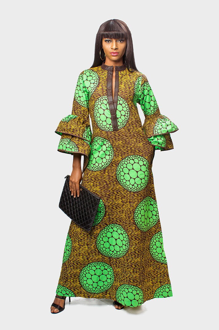 Emerald Grace Ankara Dress